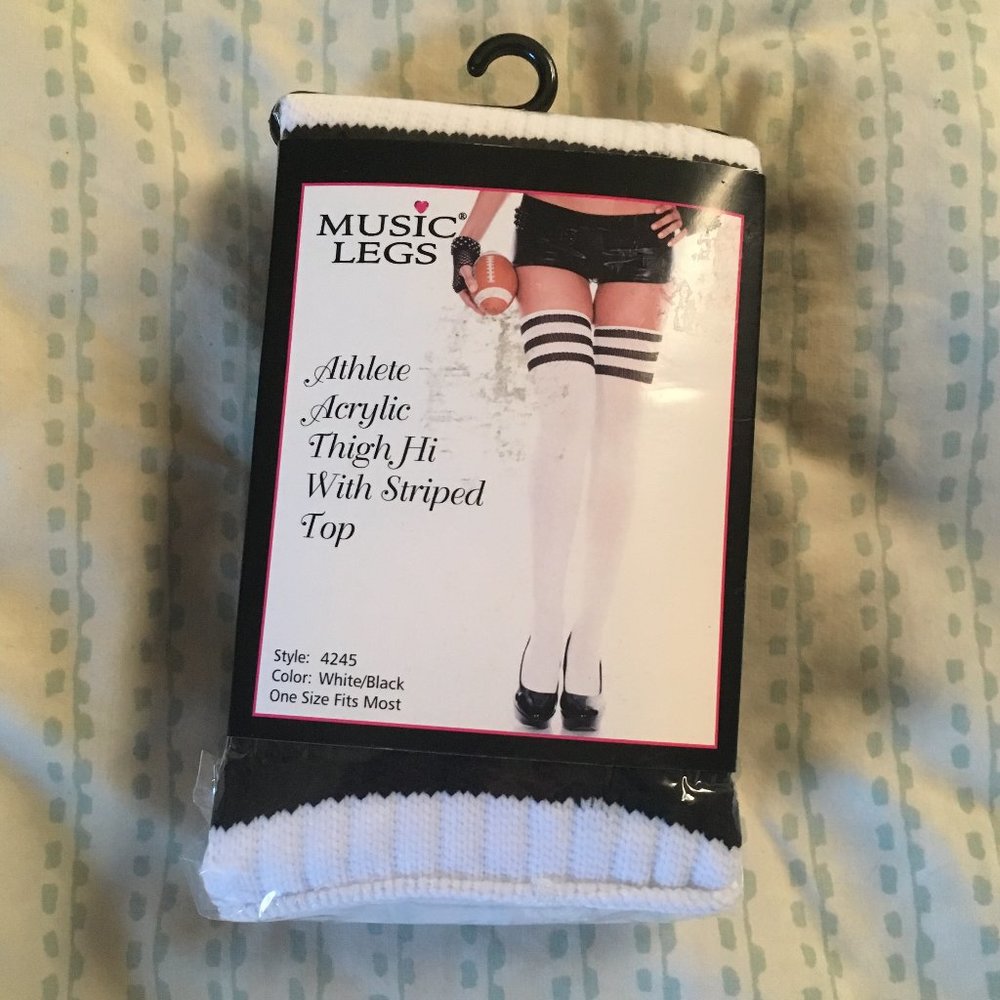 Music Legs 🎱 Atheltic Striped ThighHigh Stockings